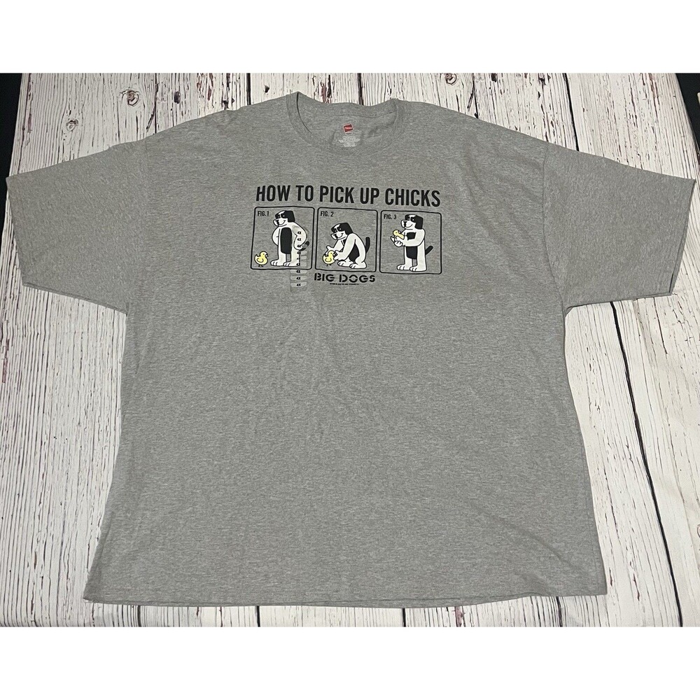 Big Dogs How To Pick Up Chicks Gray T Shirt 4XL XXXXL Graphic Tee NWOT 2016